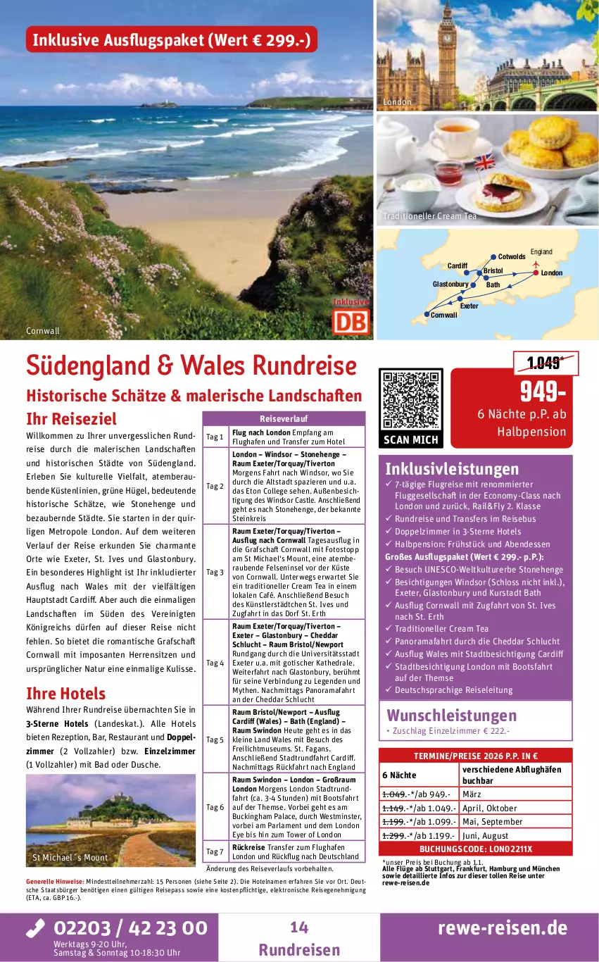 Aktueller Prospekt Rewe Reisen - Reiseprospekt - von 24.10 bis 26.12.2025 - strona 14 - produkty: arla, Bad, buch, cheddar, deutschsprachige reiseleitung, dusche, eis, Elektro, elle, harman, Heu, inklusivleistungen, leine, Metro, natur, pril, rama, reis, reiseverlauf, rel, rezept, rwe, SANTE, Ti, tisch, uhr