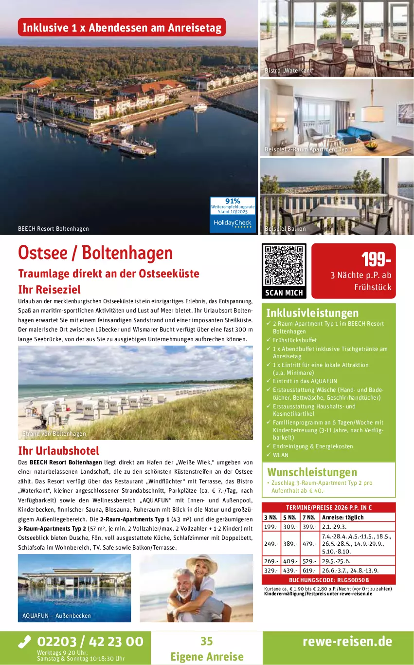 Aktueller Prospekt Rewe Reisen - Reiseprospekt - von 24.10 bis 26.12.2025 - strona 35 - produkty: aqua, axe, Bad, bett, bettwäsche, bio, buch, dusche, eis, geschirr, getränk, getränke, handtücher, inklusivleistungen, Kinder, kosmetik, küche, kurtaxe, leine, LG, Liege, Lübecker, natur, pool, reifen, Reinigung, reis, SANTE, schlafsofa, schlafzimmer, Sofa, Sport, Ti, tisch, tücher, uhr, wellnessbereich
