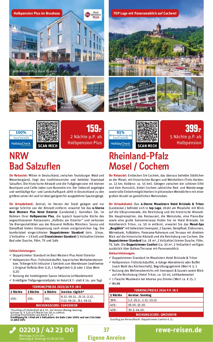 Aktueller Prospekt Rewe Reisen - Reiseprospekt - von 24.10 bis 26.12.2025 - strona 37 - produkty: auer, axe, Bad, Bademantel, Bank, bier, bierspezialitäten, Brei, brunnen, buch, burger, decke, dusche, eis, elle, ente, flasche, getränk, gin, inklusivleistungen, innenpool, küche, Küchen, kurtaxe, leine, mab, Mantel, pool, rama, reis, rezept, rwe, salz, Spezi, stube, teller, Ti, uhr, wein, wellnessbereich, Weste, ZTE