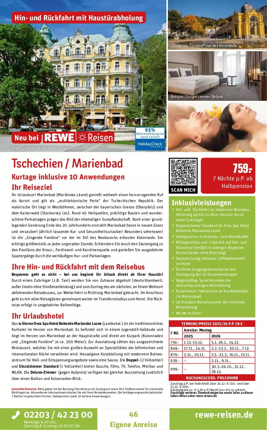 Aktueller Prospekt Rewe Reisen - Reiseprospekt - von 24.10 bis 26.12.2025 - strona 46 - produkty: Abtei, angebot, angebote, aust, Bad, Bademantel, Bau, buch, dusche, eier, eis, elle, ente, erde, Gesundheit, getränk, gin, gsw, Heu, inklusivleistungen, Kaiser, küche, LG, Mantel, Mode, Parka, pavillon, reis, rel, Ria, ring, rum, sim, Spezi, telefon, Ti, uhr