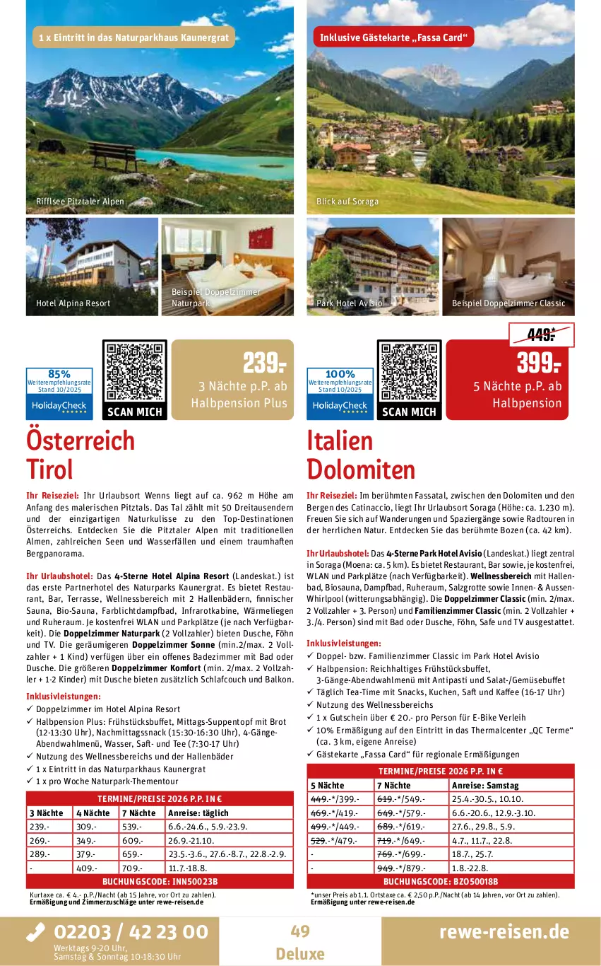 Aktueller Prospekt Rewe Reisen - Reiseprospekt - von 24.10 bis 26.12.2025 - strona 49 - produkty: ACC, alpina, antipasti, asti, axe, Bad, bio, brot, buch, Couch, decke, dusche, E-Bike, eis, elle, ente, gutschein, inklusivleistungen, kaffee, Kinder, kuchen, kurtaxe, Liege, natur, pool, rama, reis, saft, salat, salz, snack, snacks, suppe, suppen, tee, Ti, topf, uhr, wasser, wellnessbereich, Whirlpool
