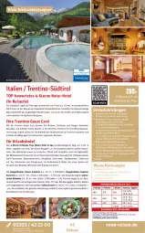 Gazetka promocyjna Rewe Reisen - Reiseprospekt - Gazetka - ważna od 26.12 do 26.12.2025 - strona 45 - produkty: Alwa, auer, axe, Bad, Bau, Bauer, bio, brunnen, buch, cin, Couch, decke, dusche, eis, elle, Garten, gutschein, inklusivleistungen, kneipp, kräuter, Liege, mineralwasser, natur, naturland, pool, rama, reis, salat, SANTE, snack, Spezi, tee, Ti, tisch, uhr, vita, wasser, wein, weine, wellnessbereich, Whirlpool