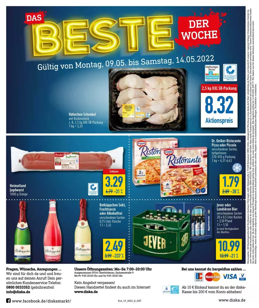 Aktueller Prospekt Diska - Prospekte - von 09.05 bis 14.05.2022 - strona 16 - produkty: alkohol, angebot, angebote, Astra, bier, deka, Dr. Oetker, ecco, eis, elle, ente, flasche, frucht, fruchtsecco, jagdwurst, ring, ristorante, rotkäppchen, sac, sekt, tee, telefon, teller, Ti, uhr, wurst