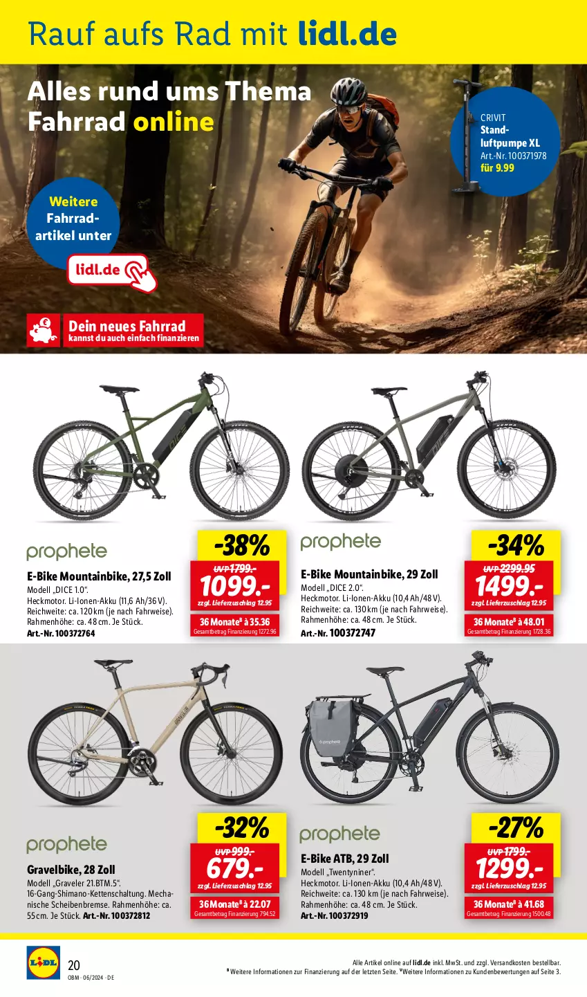 Aktueller Prospekt Lidl - Aktuelle Onlineshop-Highlights - von 01.06 bis 30.06.2024 - strona 20 - produkty: akku, crivit, dell, E-Bike, eis, Fahrrad, Kette, Mode, Mountainbike, ndk, rwe, Schal, shimano, Ti, ZTE