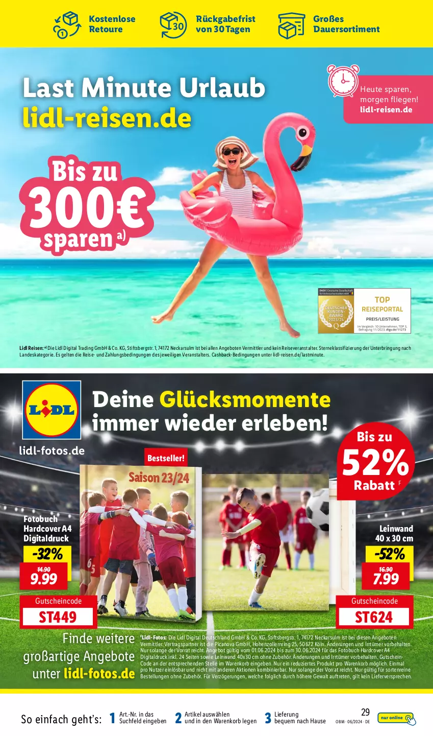 Aktueller Prospekt Lidl - Aktuelle Onlineshop-Highlights - von 01.06 bis 30.06.2024 - strona 29 - produkty: angebot, angebote, auer, buch, eis, elle, ente, Fotobuch, gutschein, Heu, korb, LG, Liege, reis, reiseveranstalter, ring, Ti