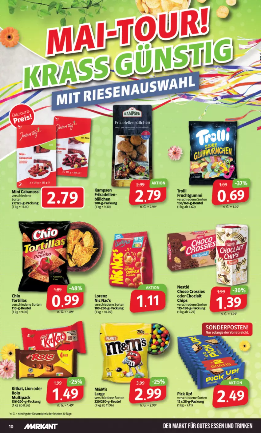 Aktueller Prospekt Markant - Prospekte - von 24.04 bis 29.04.2023 - strona 10 - produkty: beutel, Cabanossi, chips, choco crossies, crossies, eis, kitkat, lion, lorenz, nic nac's, Pick Up!, reis, Ti, ZTE