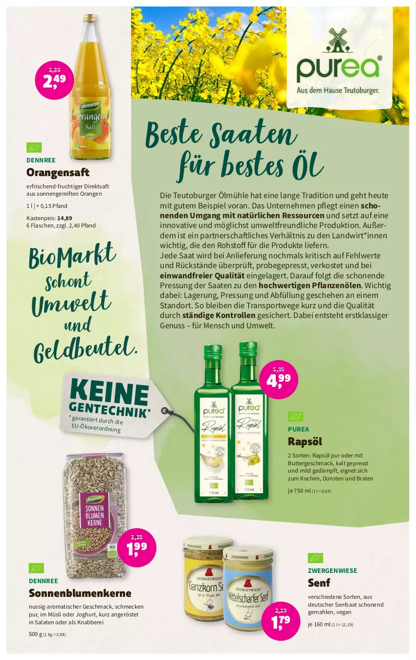 Aktueller Prospekt Denns Biomarkt - Prospekte - von 07.06 bis 20.06.2023 - strona 11 - produkty: beutel, bio, blume, blumen, braten, burger, butter, dennree, direktsaft, eier, eis, erde, flasche, frucht, Heu, joghur, joghurt, LG, mac, müsli, nuss, orange, orangen, orangensaft, pflanze, pflanzen, Pflanzenöl, rapsöl, saft, salat, salate, senf, sonnenblume, sonnenblumen, Sonnenblumenkerne, Sport, Ti, tisch