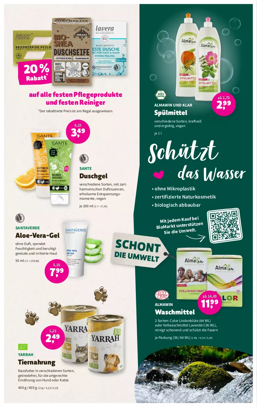 Aktueller Prospekt Denns Biomarkt - Prospekte - von 07.06 bis 20.06.2023 - strona 15 - produkty: Abba, asti, Bau, bio, Blüte, duschgel, eis, ente, erde, kosmetik, kraft, lavendel, nassfutter, natur, naturkosmetik, Nuance, regal, reiniger, reis, SANTE, spülmittel, Ti, tiernahrung, vollwaschmittel, waschmittel, wasser, ZTE