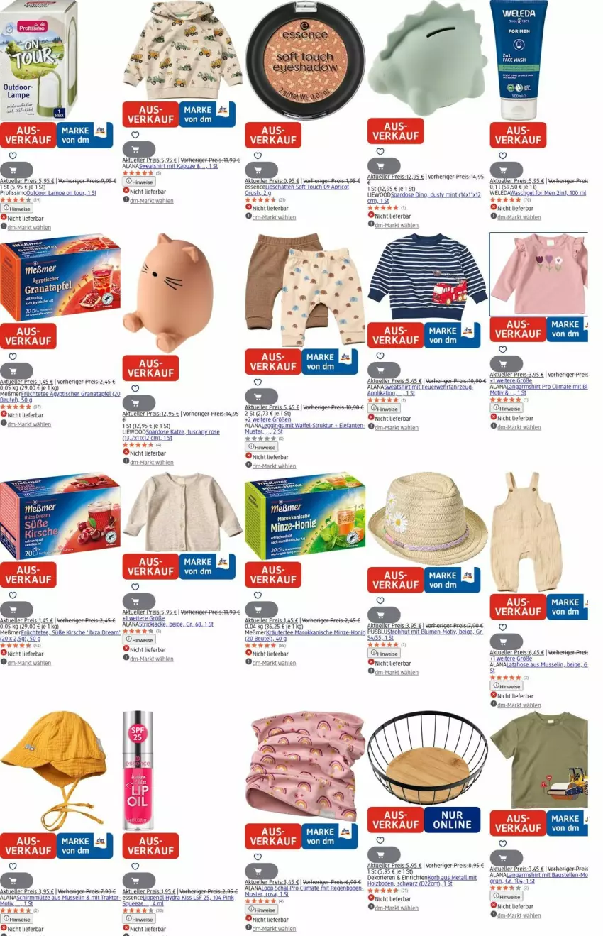 Aktueller Prospekt Dm Drogerie - Prospekte - von 01.09 bis 10.09.2025 - strona 15 - produkty: apfel, aust, Bad, Bau, blume, blumen, eis, Elefant, elle, früchte, Früchtetee, grana, granatapfel, Holz, hose, Jacke, kirsch, kirsche, korb, kräuter, Lampe, Langarmshirt, Latzhose, Meßmer, mint, Profissimo, Rana, reis, reiss, rwe, shirt, sim, Spardose, Sweatshirt, tee, Ti, tisch, usb, waschgel, weleda