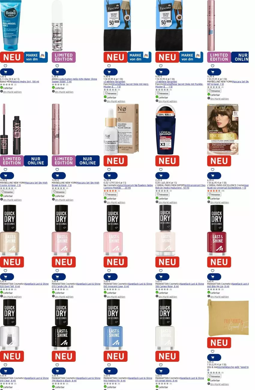 Aktueller Prospekt Dm Drogerie - Prospekte - von 01.09 bis 10.09.2025 - strona 17 - produkty: Antitranspirant, cin, creme, dell, deo, eis, elle, hose, hyaluron, Innocent, kosmetik, Kosmetiktasche, l'oreal, lack, Mascara, Maybelline, Nagellack, Peeling, Ria, roll-on, rum, Serum, Strumpfhose, Tasche, tee, Ti, topper, uhr, Wels, Yo
