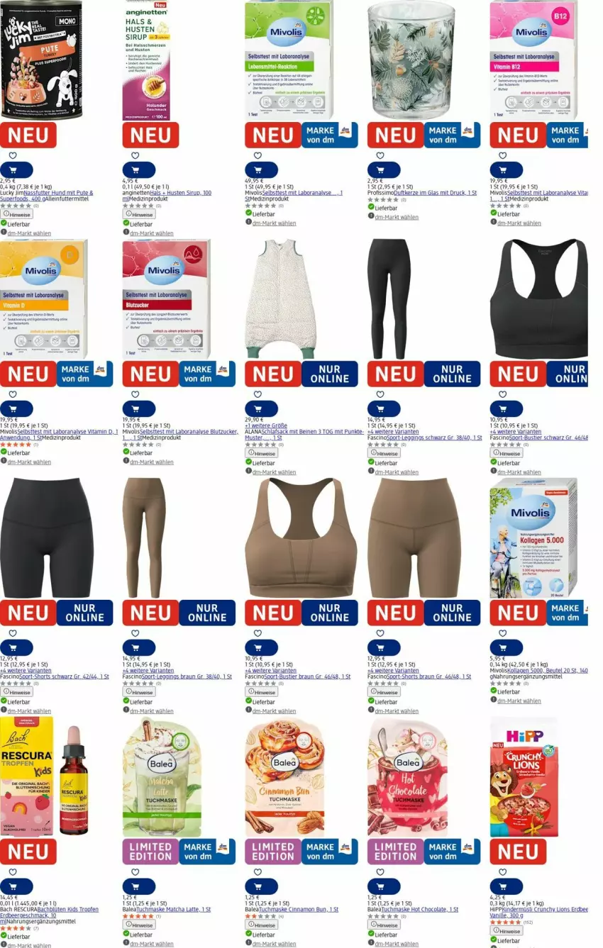 Aktueller Prospekt Dm Drogerie - Prospekte - von 01.09 bis 10.09.2025 - strona 20 - produkty: alleinfuttermittel, beutel, Blüte, braun, cin, cola, eis, ente, gin, kerze, Kinder, Kollagen, latte, leggings, LG, lion, mac, Maske, medizinprodukt, müsli, nassfutter, Profissimo, pute, Rana, Ria, sac, schlafsack, shorts, sim, sirup, Sport, Stier, tee, Ti, tuc, tuchmaske, vita, Vitamin D, zucker