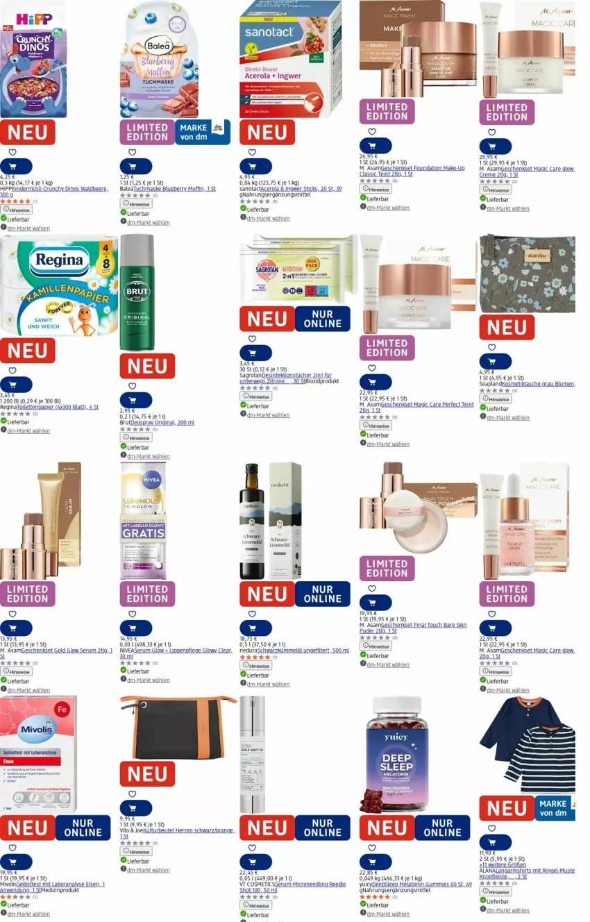 Aktueller Prospekt Dm Drogerie - Prospekte - von 01.09 bis 10.09.2025 - strona 21 - produkty: acer, akku, beere, beutel, bier, bio, blueberry, blume, blumen, brut, creme, deo, deospray, Desinfektion, eis, geschenkset, gin, hipp, ingwer, kosmetik, Kosmetiktasche, Labello, Langarmshirt, LG, Lippenpflege, Make-up, Maske, medizinprodukt, Muffin, ndk, nivea, orange, papier, Rana, ring, rum, rwe, sagrotan, Serum, shirt, shirts, Tasche, Ti, toilettenpapier, tuc, tücher, tuchmaske, Wels, zitrone