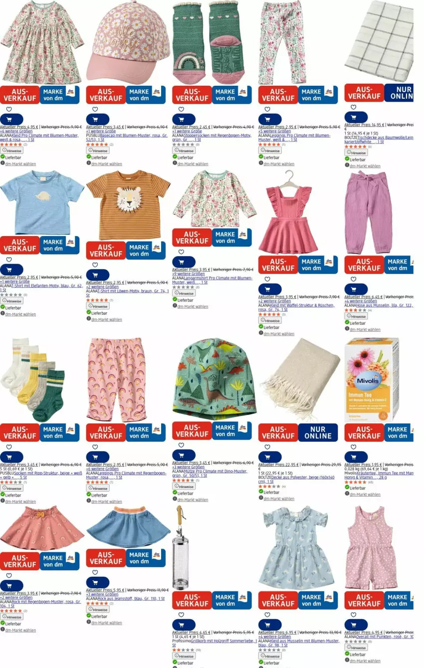 Aktueller Prospekt Dm Drogerie - Prospekte - von 01.09 bis 10.09.2025 - strona 7 - produkty: Bau, baumwolle, blume, blumen, braun, Cap, decke, eis, Elefant, elle, gin, grill, Holz, hose, jeans, kleid, korb, Langarmshirt, leggings, merl, Overall, Profissimo, Rana, reis, shirt, sim, socken, T-Shirt, tee, Ti, tisch, tischdecke, topper, usb, Wels, wolle