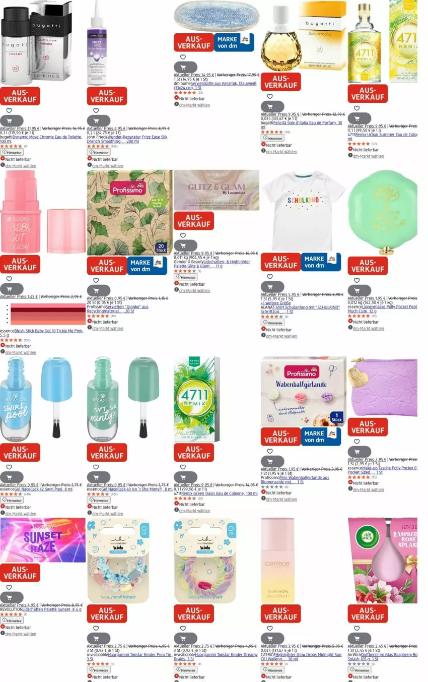 Aktueller Prospekt Dm Drogerie - Prospekte - von 01.09 bis 10.09.2025 - strona 9 - produkty: airwick, blume, blumen, bugatti, Clin, Duftkerze, Eau de parfum, eis, elle, ente, gin, kerze, Kinder, lack, latte, LG, mars, Maske, mint, moser, Nagellack, Palette, parfum, pool, Profissimo, raspberry, reis, Schriftzug, shirt, sim, swirl, Tasche, Ti, uhu, WICK