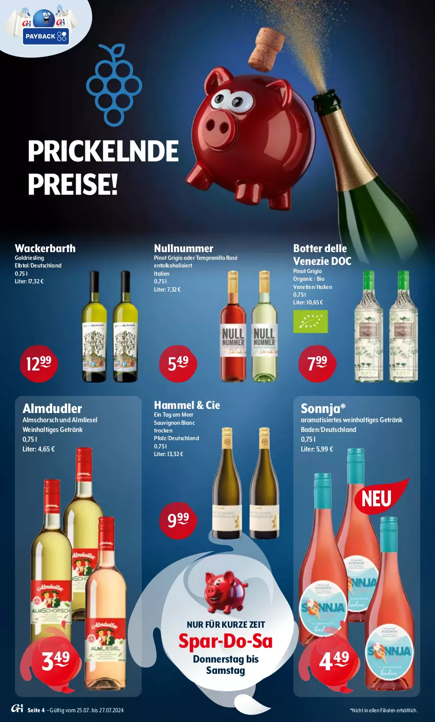 Aktueller Prospekt Getraenke Hoffmann - Prospekte - von 25.07 bis 27.07.2024 - strona 4 - produkty: alkohol, almdudler, Bad, bio, dell, eis, elle, getränk, Pinot, pinot grigio, reis, riesling, sauvignon, sauvignon blanc, tempranillo, Ti, wein