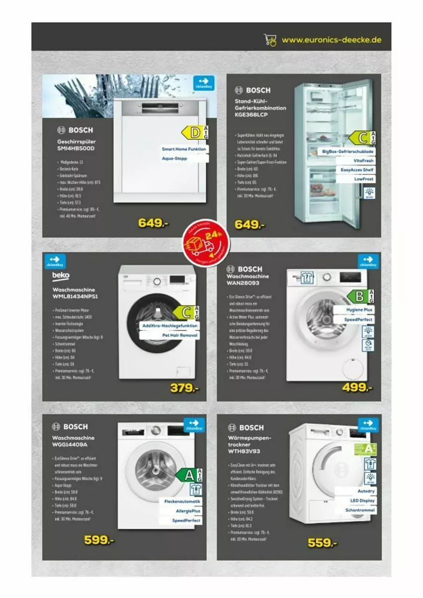 Aktueller Prospekt Euronics - Prospekte - von 14.06 bis 20.06.2023 - strona 3 - produkty: bosch, Brei, deo, gefrierkombination, geschirr, geschirrspüler, mam, rwe, tee, Ti, Trockner, trommel, vita, waschmaschine