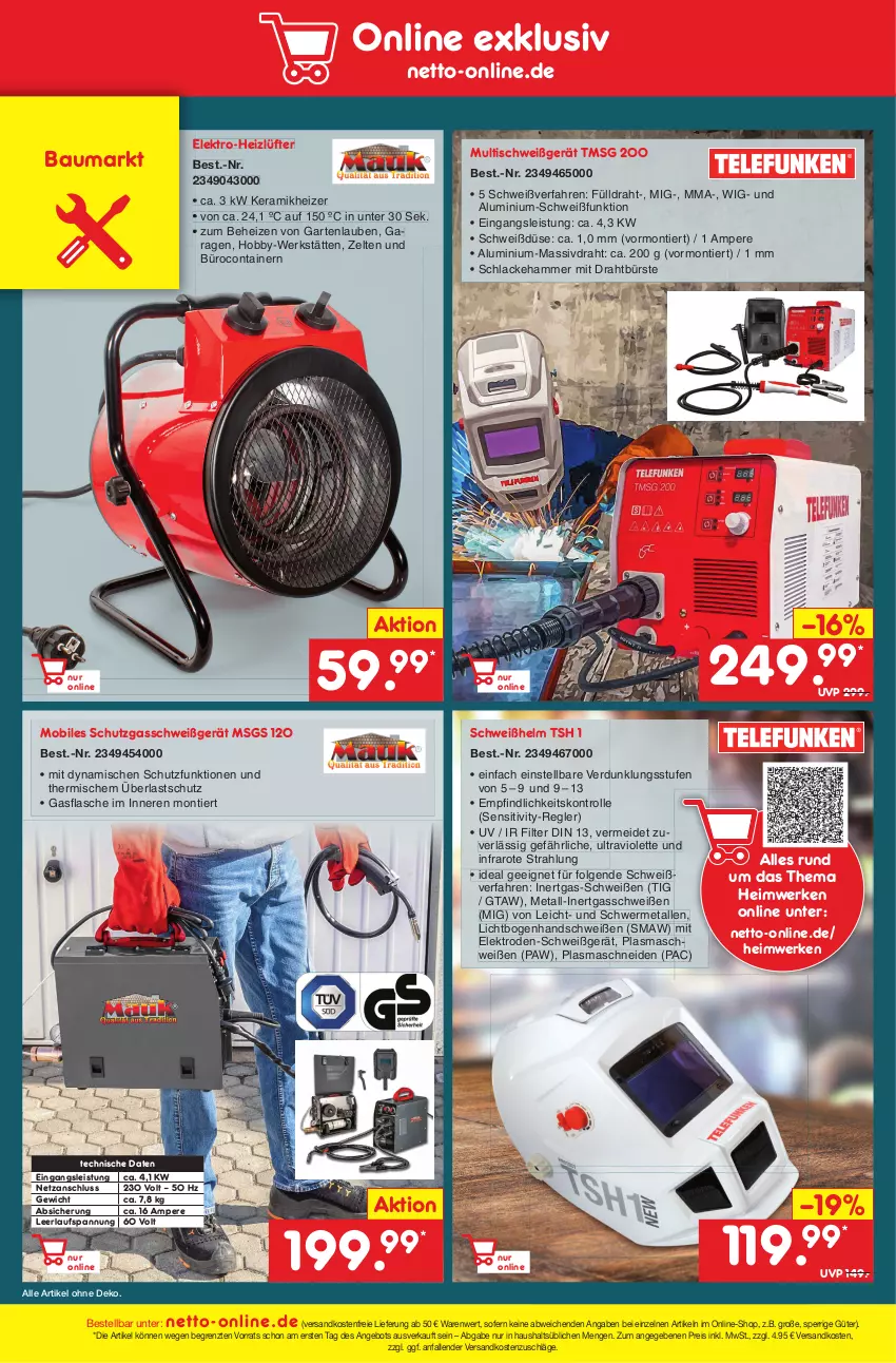 Aktueller Prospekt Netto Marken-Discount - Filial-Angebote - von 26.09 bis 01.10.2022 - strona 46 - produkty: angebot, Bau, bürste, Container, Draht, eis, Elektro, flasche, Garten, Hobby, lack, Lacke, LG, ndk, reis, Ti, tisch, versandkostenfrei, Zelt, ZTE