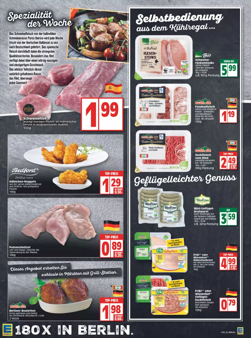 Aktueller Prospekt Edeka - Angebote der Woche - von 13.12 bis 18.12.2021 - strona 5 - produkty: auer, Bau, Bauer, berliner, bio, braten, eis, filet, fleisch, Fondue, Geflügel, gewürz, hackfleisch, hähnchenbrust, mac, nuggets, nuss, pfanne, pute, putenschnitzel, reis, rind, rinder, rinder-hackfleisch, rindfleisch, ring, rwe, saft, schnitten, schnitzel, schwein, schweine, schweinefilet, schweinefleisch, snack, tee, Ti, top-preis, wein, weine, wiesenhof, Wild