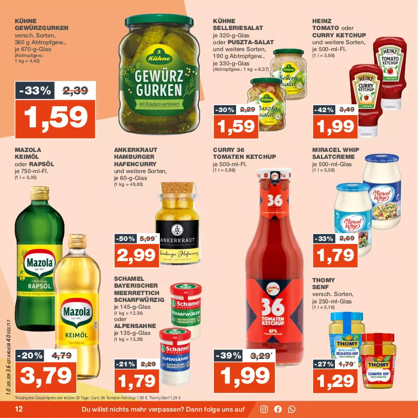 Aktueller Prospekt Real - von 04.09 bis 09.09.2023 - strona 12 - produkty: burger, creme, curry, eis, elle, gewürz, Gewürzgurke, gewürzgurken, gurke, gurken, hamburger, heinz, keimöl, ketchup, Kraut, Kühne, LG, mazola, meerrettich, miracel, miracel whip, rapsöl, reis, Rettich, riesa, sahne, salat, salatcreme, schamel, senf, thomy, Ti, tomate, tomaten, tomaten ketchup, ZTE