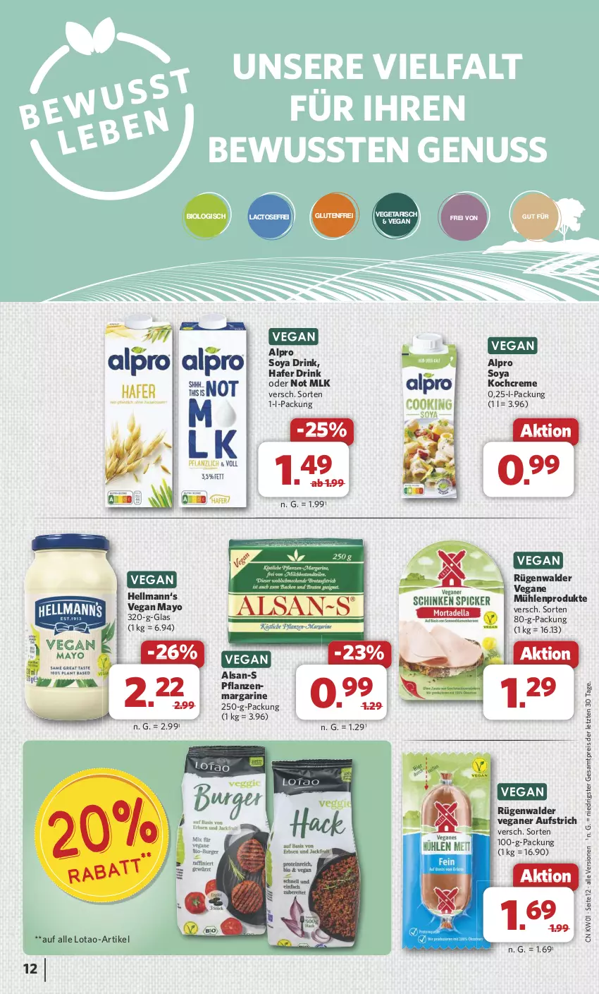 Aktueller Prospekt Combi - Prospekte - von 30.12.2024 bis 04.01.2025 - strona 12 - produkty: alpro, aufstrich, bio, creme, drink, eis, hafer, Kochcreme, margarine, nuss, pflanze, pflanzen, reis, rügenwalder, soya, Ti, Vegeta, Yo, ZTE