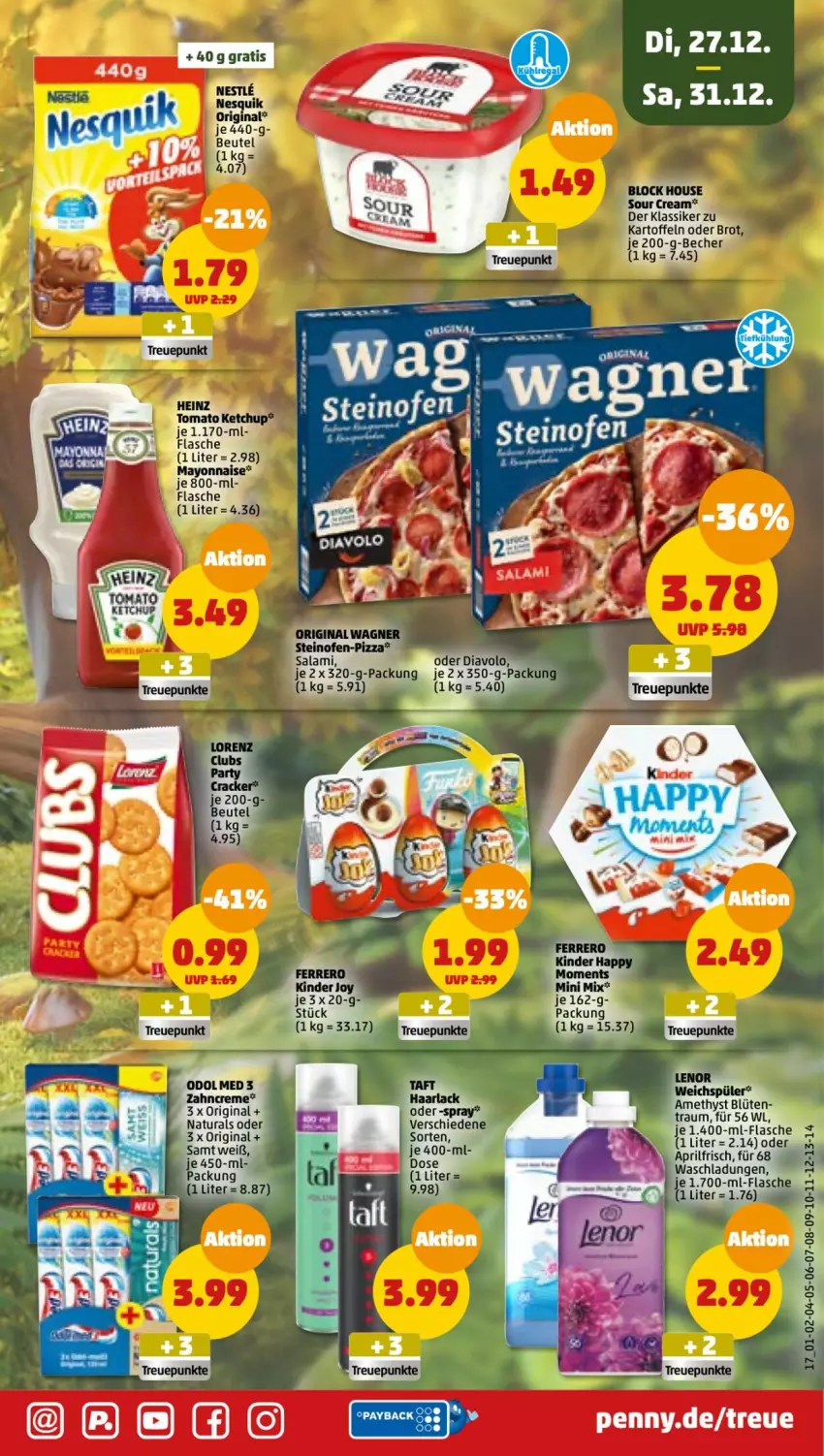 Aktueller Prospekt Penny - Prospekte - von 25.12 bis 30.12.2022 - strona 17 - produkty: Becher, Blüte, brot, flasche, gin, kartoffel, kartoffeln, lenor, natur, natura, Ofen, original wagner, pizza, pril, salami, steinofen, Ti, wagner, weichspüler