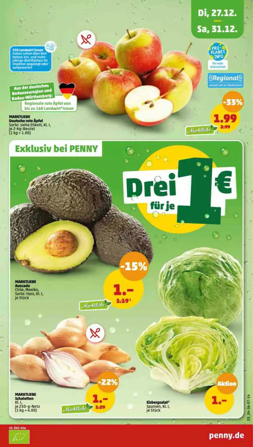 Aktueller Prospekt Penny - Prospekte - von 25.12 bis 30.12.2022 - strona 3 - produkty: avocado, beutel, Schal, Schalotte, Ti