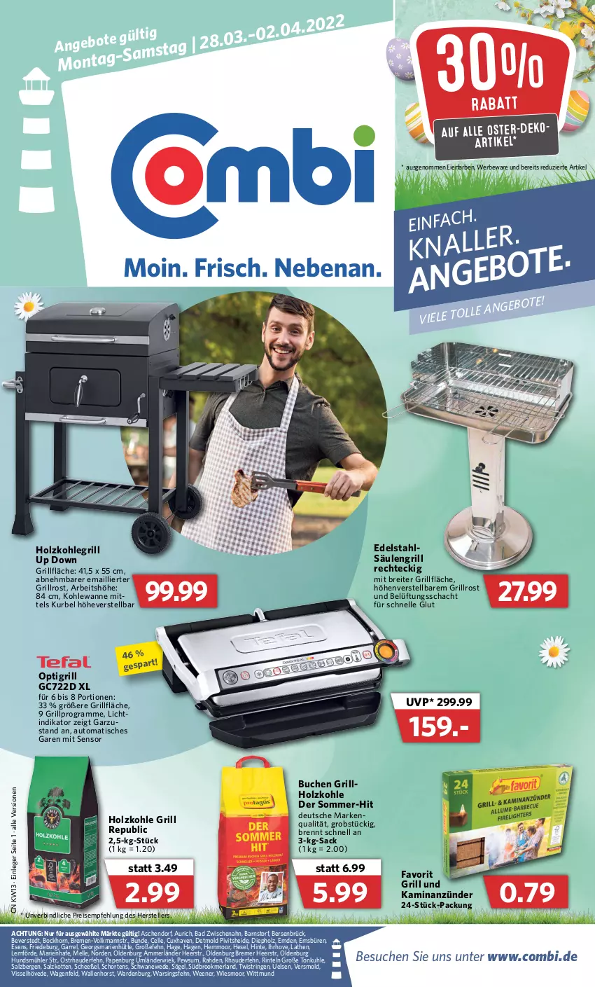 Aktueller Prospekt Combi - Prospekte - von 28.03 bis 02.04.2022 - strona 1 - produkty: ammerländer, Anew, anzünder, auto, Bad, Brei, buch, edelstahl, eier, eis, elle, grill, grillfläche, grillholzkohle, grillrost, Holz, holzkohle, holzkohlegrill, Intel, Kamin, Kohlegrill, merl, obst, reis, rel, ring, sac, salz, Säulengrill, String, teller, Ti, tisch, Wanne