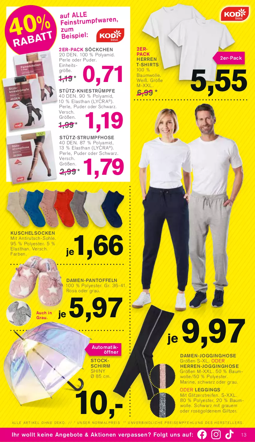 Aktueller Prospekt Kodi - Prospekte - von 24.09 bis 29.09.2022 - strona 13 - produkty: angebot, angebote, auto, Bau, baumwolle, eis, elle, gin, hose, Jogginghose, Kuschelsocken, leggings, LG, Pantoffeln, reifen, reis, rum, shirt, shirts, söckchen, socken, strümpfe, Strumpfhose, T-Shirt, teller, Ti, wolle