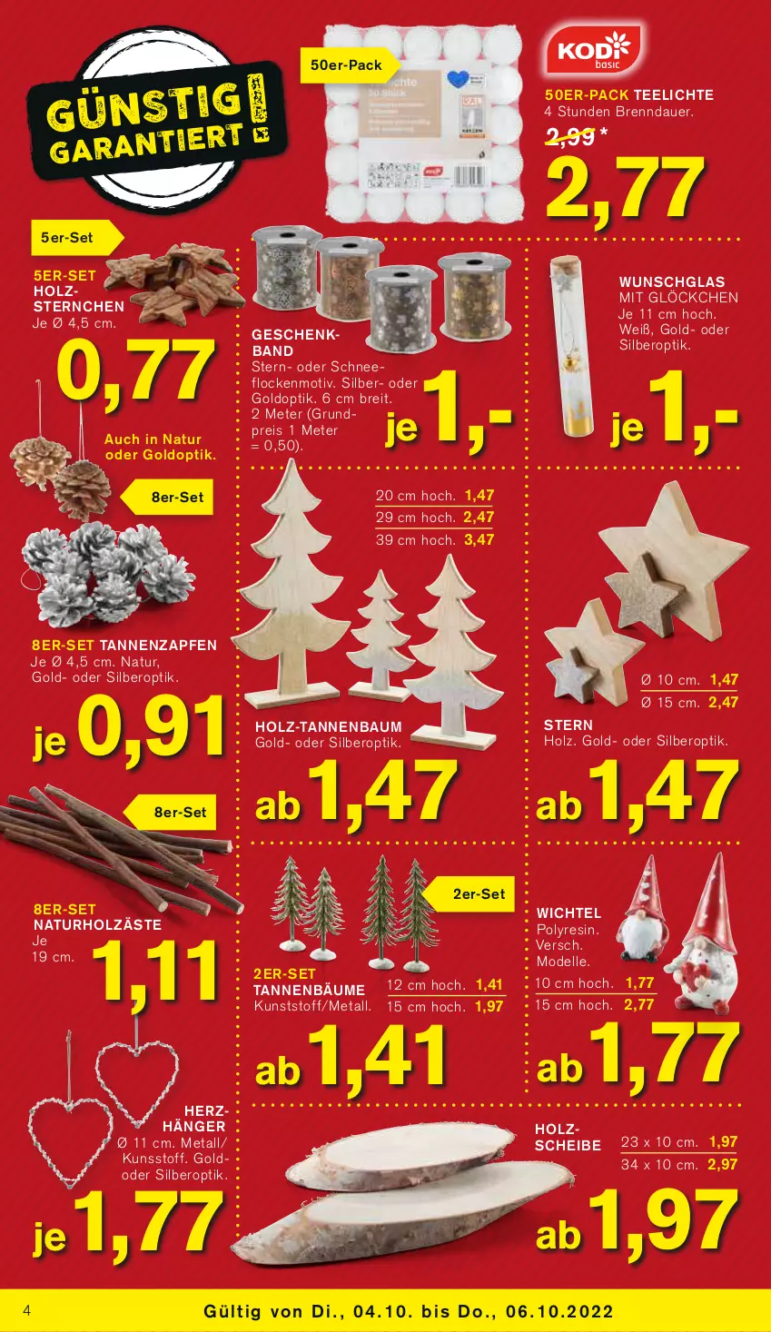 Aktueller Prospekt Kodi - Prospekte - von 24.09 bis 29.09.2022 - strona 4 - produkty: auer, Bau, Brei, dell, eis, elle, Holz, Mode, natur, reis, Tannenbaum, tee, Teelicht, teelichte, Ti, Wichtel