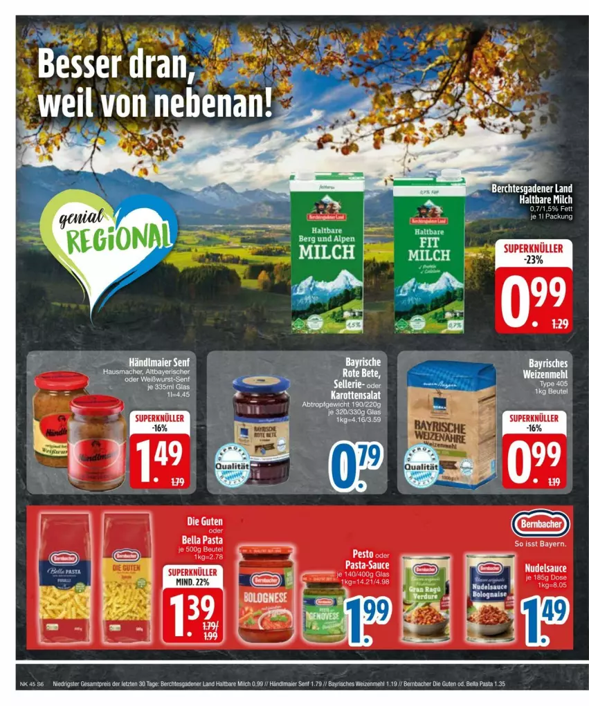 Aktueller Prospekt Edeka - Prospekte - von 03.11 bis 13.11.2024 - strona 6 - produkty: bernbacher, eis, ente, haltbare milch, mehl, milch, nudel, pasta, reis, sauce, senf, weizenmehl, ZTE