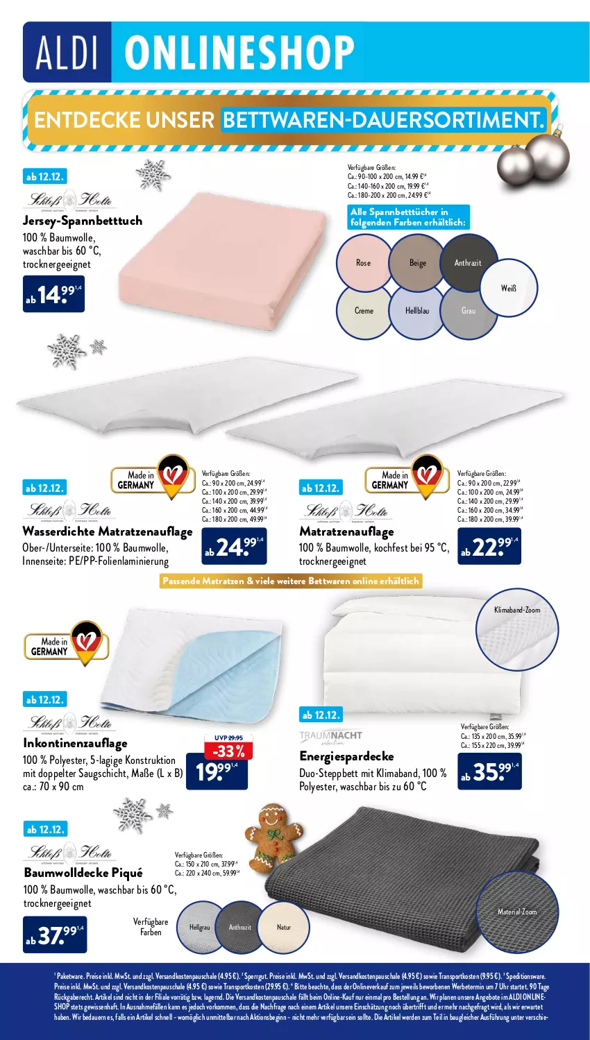 Aktueller Prospekt AldiSud - NÄCHSTE WOCHE - von 12.12 bis 17.12.2022 - strona 32 - produkty: aldi, angebot, angebote, auer, Bau, baumwolle, bett, Betttuch, creme, decke, eis, erde, Ergee, gin, jersey-spannbetttuch, LG, mab, matratze, matratzen, matratzenauflage, natur, ndk, reis, Ria, Schal, Schale, spannbetttuch, Spannbetttücher, Sport, steppbett, Ti, Trockner, tuc, tücher, uhr, wasser, wolle