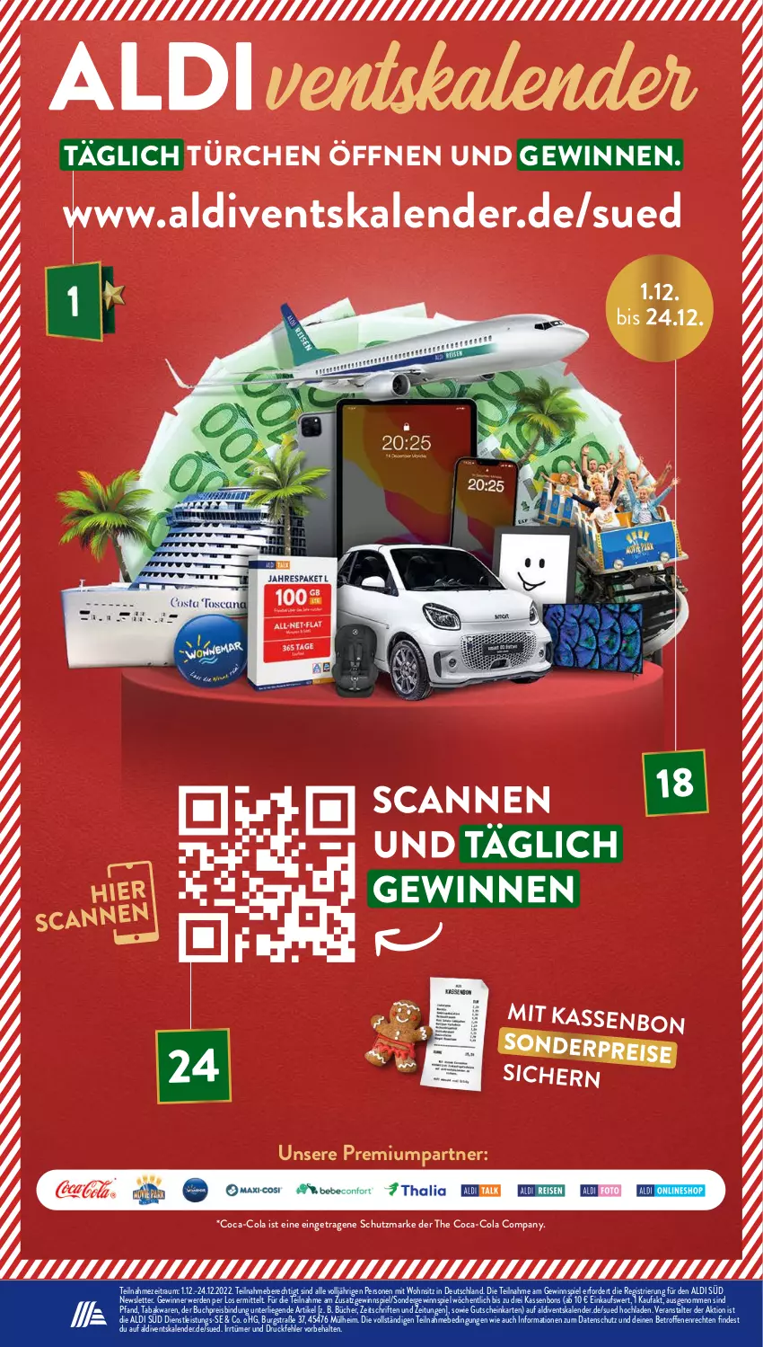 Aktueller Prospekt AldiSud - NÄCHSTE WOCHE - von 12.12 bis 17.12.2022 - strona 36 - produkty: aldi, buch, coca-cola, cola, eis, erde, gewinnspiel, gutschein, HP, Liege, reis, Ti