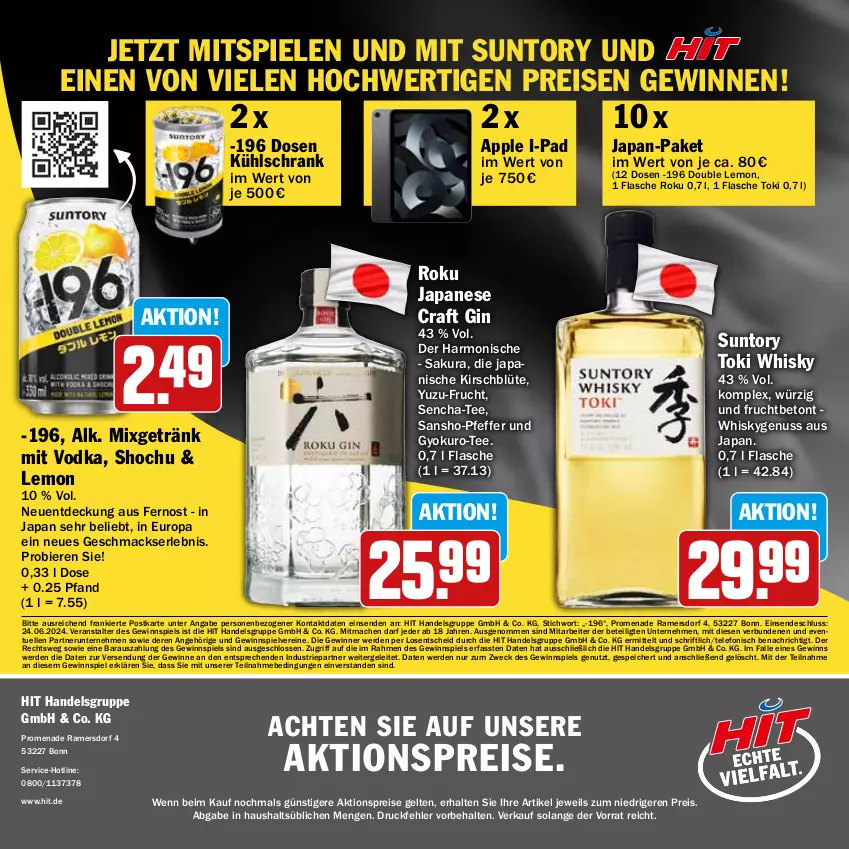 Aktueller Prospekt Hit - Grillbroschüre - von 02.06 bis 23.06.2024 - strona 32 - produkty: aktionspreis, Apple, bier, Biere, Blüte, eis, elle, erde, flasche, frucht, getränk, gewinnspiel, gin, kirsch, kühlschrank, mac, Mixgetränk, nuss, pfeffer, reis, Schrank, Spiele, tee, telefon, Ti, vodka, weck, whisky, Yo