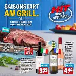 Gazetka promocyjna Hit - Grillbroschüre - Gazetka - ważna od 23.06 do 23.06.2024 - strona 1 - produkty: aktionspreis, angebot, angebote, eis, elle, flasche, frucht, hüftsteak, hüftsteaks, natur, nuss, primitivo, reis, saft, steak, steaks, Ti, tisch, wein, weine