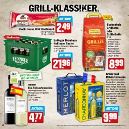 Gazetka promocyjna Hit - Grillbroschüre - Gazetka - ważna od 23.06 do 23.06.2024 - strona 18 - produkty: aktionspreis, bag-in-box, beutel, bio, briketts, brot, buch, eis, erdinger, flasche, glasflasche, grand sud, grill, grillbriketts, Grillkohle, Holz, knoblauch, lamm, nuss, obst, oder radler, radler, rebsortenweine, reis, Ti, wein, weine