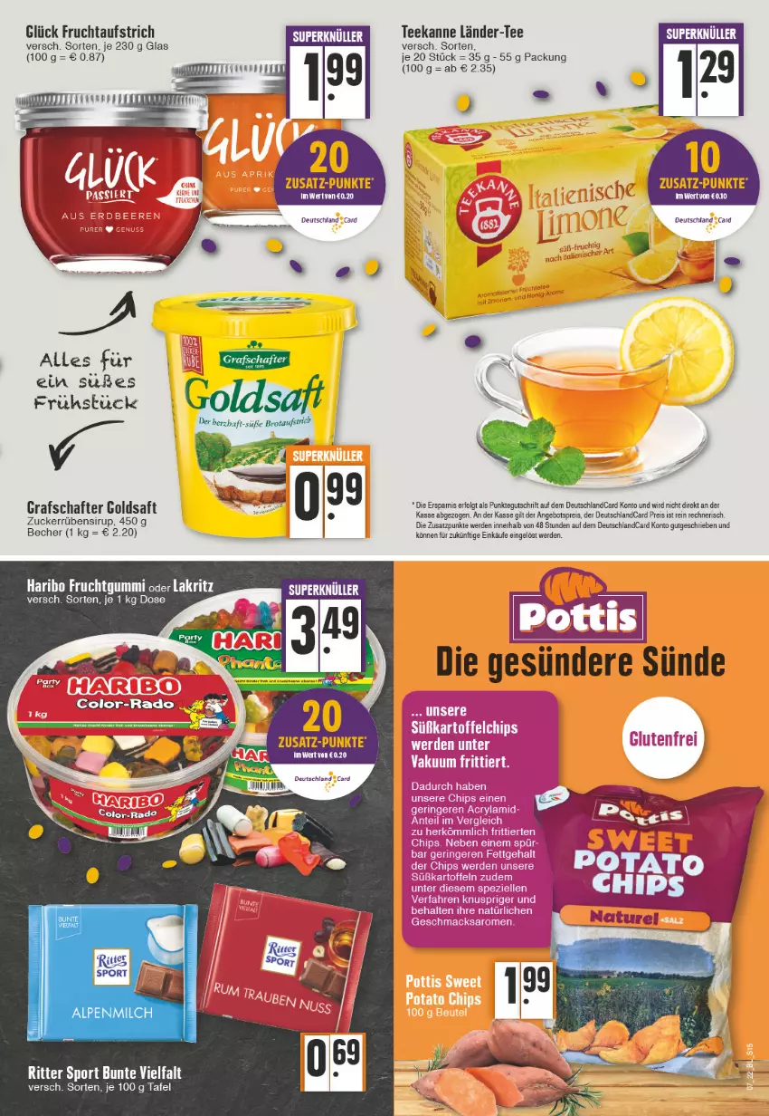 Aktueller Prospekt Edeka - Angebote der Woche - von 14.02 bis 19.02.2022 - strona 15 - produkty: angebot, angebotspreis, aufstrich, Becher, brot, deutschlandcard, eis, erde, frucht, fruchtaufstrich, fruchtgummi, goldsaft, grafschafter, haribo, Lakritz, LG, reis, ritter, ritter sport, saft, sirup, Sport, tee, teekanne, Ti, zucker