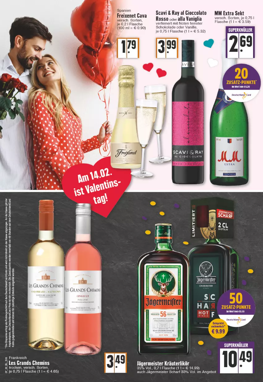 Aktueller Prospekt Edeka - Angebote der Woche - von 14.02 bis 19.02.2022 - strona 16 - produkty: angebot, angebotspreis, Cava, cola, deutschlandcard, eis, erde, flasche, Germ, jägermeister, kräuter, LG, Meister, mm extra, reis, schoko, schokolade, sekt, Shotglas, Ti, vanille