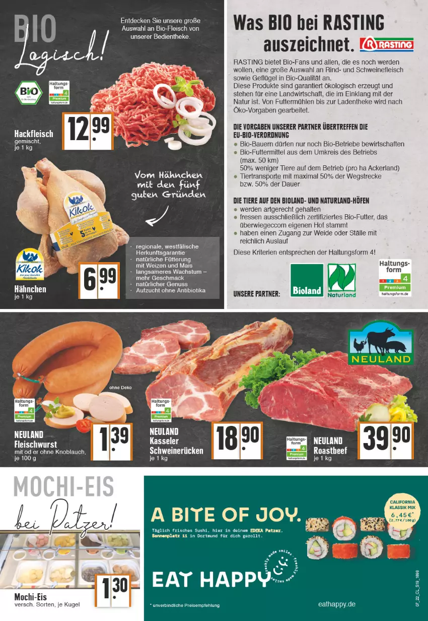 Aktueller Prospekt Edeka - Angebote der Woche - von 14.02 bis 19.02.2022 - strona 19 - produkty: asti, auer, Bau, Bauer, bio, bioland, decke, deka, ecco, eis, elle, erde, fleisch, Geflügel, hackfleisch, hackfleisch gemischt, knoblauch, Kugel, mac, mais, Mochi, natur, naturland, nuss, Ofen, reis, rind, schwein, schweine, schweinefleisch, Sport, Sushi, Ti, Tiere, wein, weine, wolle, ZTE