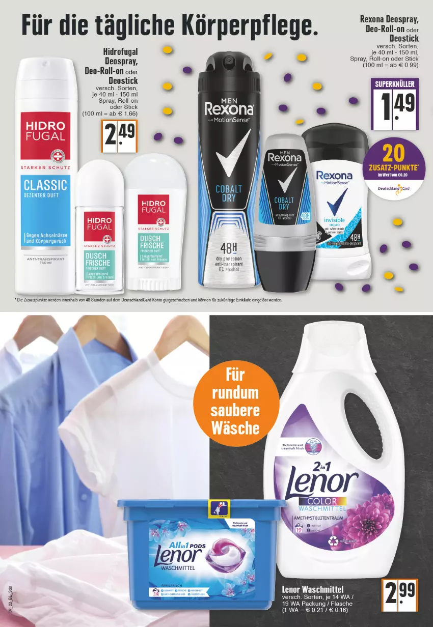 Aktueller Prospekt Edeka - Angebote der Woche - von 14.02 bis 19.02.2022 - strona 20 - produkty: deo, deospray, Deostick, deutschlandcard, erde, flasche, körperpflege, lenor, lenor waschmittel, Pods, rexona, roll-on, Ti, waschmittel