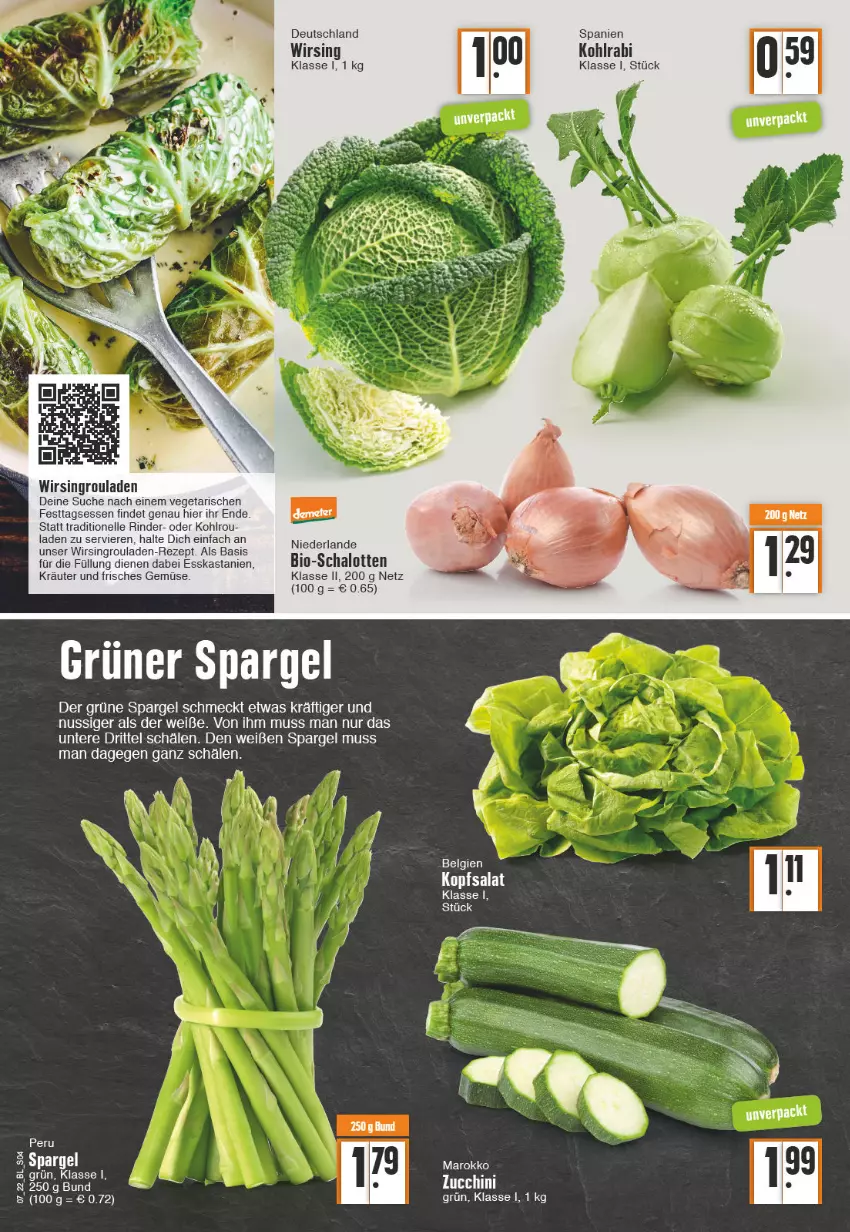 Aktueller Prospekt Edeka - Angebote der Woche - von 14.02 bis 19.02.2022 - strona 4 - produkty: bio, elle, Esskastanien, grüner spargel, kohlrabi, kopfsalat, kräuter, LG, nuss, rezept, rind, rinder, rouladen, salat, Schal, Schalotte, spargel, Ti, Vegeta, wein, Wirsing