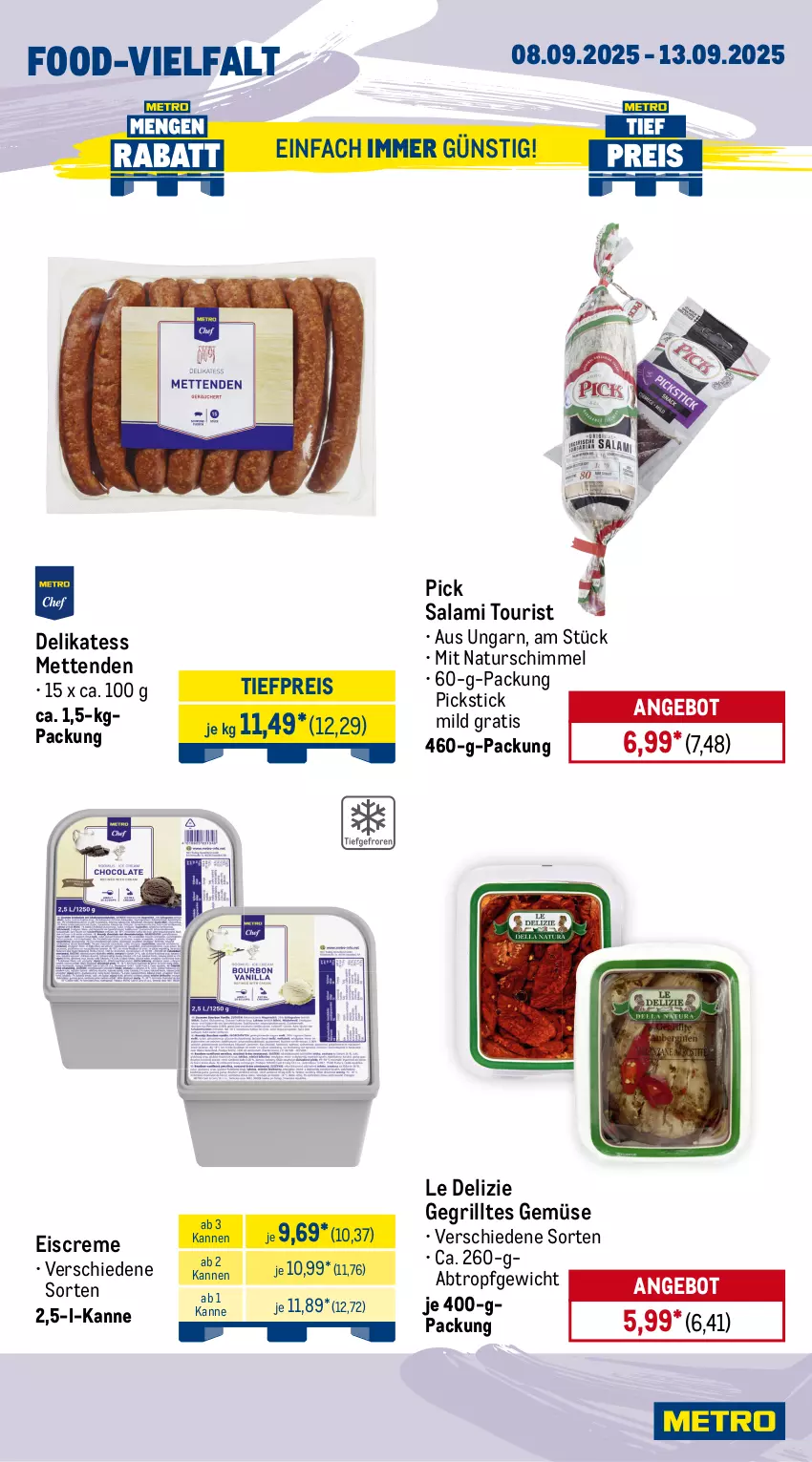 Aktueller Prospekt Metro - Wochen-Angebote - von 08.09 bis 13.09.2025 - strona 10 - produkty: angebot, barilla, Bau, coupon, creme, eis, eiscreme, ente, ferrero, Ferrero Rocher, flasche, Gegrilltes Gemüse, grill, Kühne, Mett, metten, Mettenden, natur, pasta, rapso, rapsöl, reines rapsöl, reis, salami, schlemmertöpfchen, Ti, tiefpreis, Töpfchen, trolli