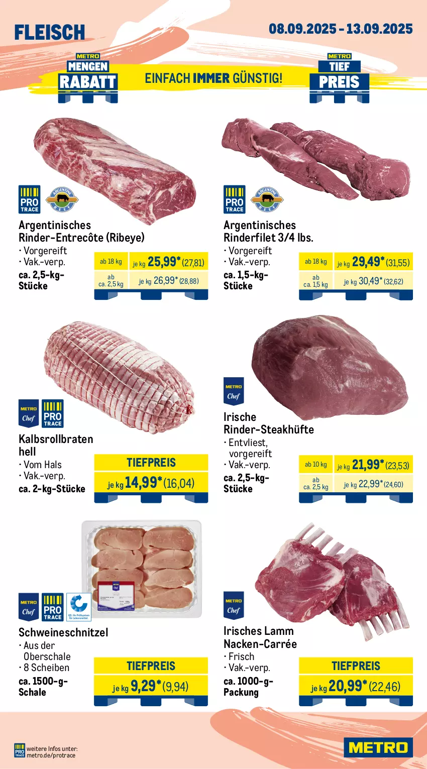 Aktueller Prospekt Metro - Wochen-Angebote - von 08.09 bis 13.09.2025 - strona 2 - produkty: angebot, beef, braten, curry, eis, entrecôte, filet, fleisch, gewürz, gyros, honig, Kette, kotelett, lamm, Metro, paprika, reis, rind, rinder, rinderfilet, rindfleisch, roastbeef, rollbraten, Schal, Schale, schnitzel, schwein, schweine, schweinenacken, schweineschnitzel, spareribs, steak, steakhüfte, Ti, tiefpreis, wein, weine