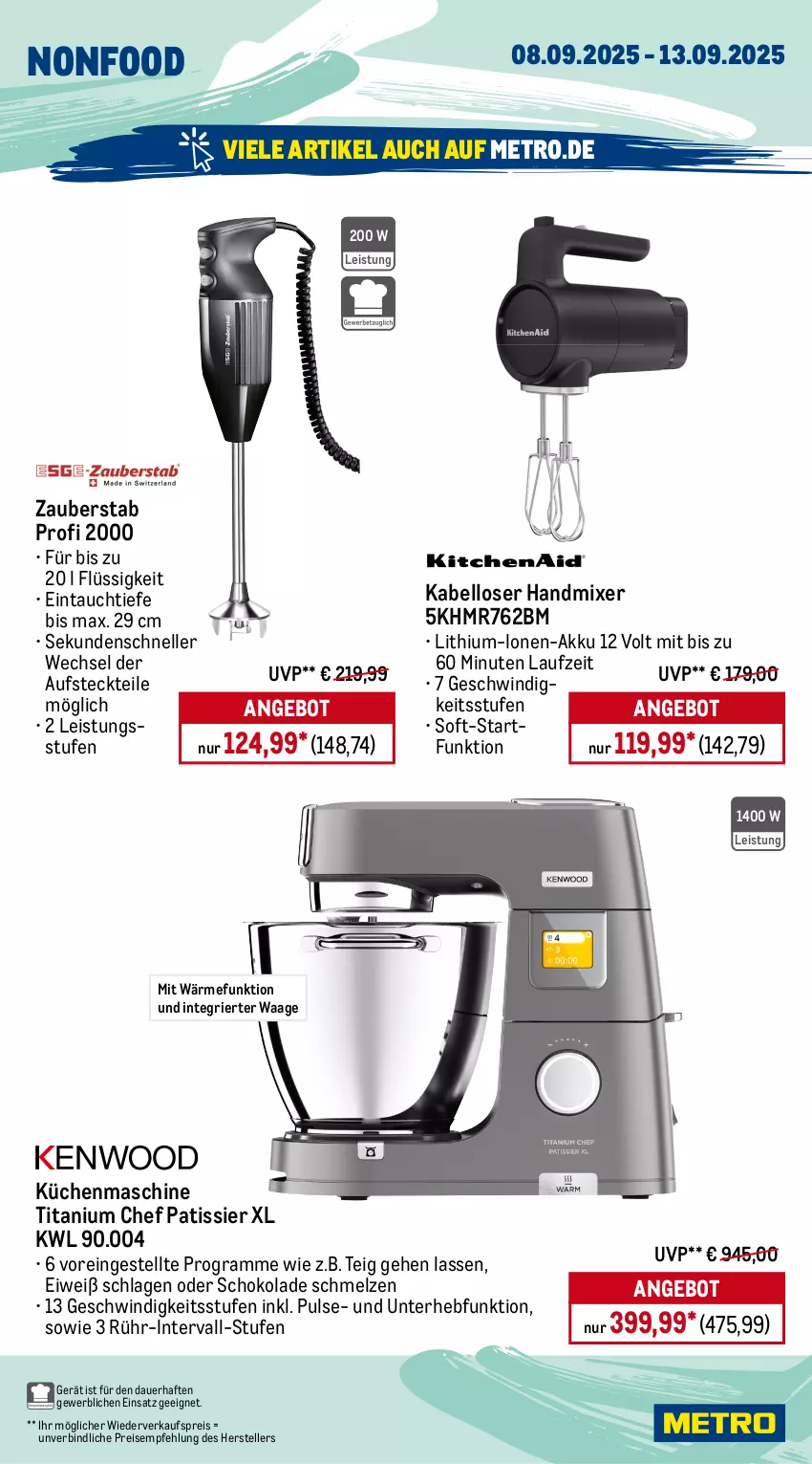 Aktueller Prospekt Metro - Wochen-Angebote - von 08.09 bis 13.09.2025 - strona 20 - produkty: ACC, akku, angebot, auer, auto, Behälter, Cap, cappuccino, chia, cin, eis, eismaschine, elle, espresso, getränk, getränke, handmixer, kaffee, kaffeeautomat, kaffeevollautomat, kompressor, küche, Küchen, küchenmaschine, latte, latte macchiato, LG, mac, macchiato, Metro, milch, Mixer, nespresso, Reinigung, reis, schoko, schokolade, senf, tasse, teller, Ti, tisch, Waage, wasser