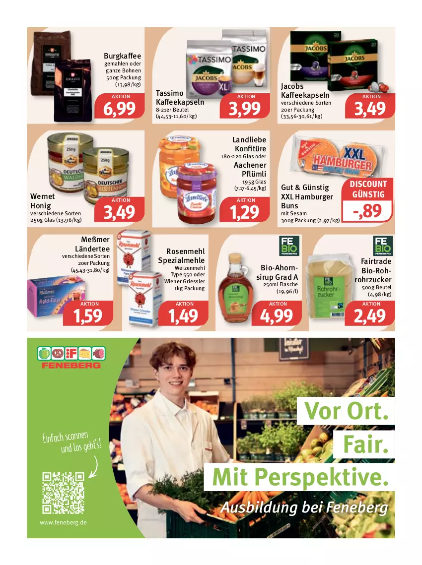 Aktueller Prospekt Feneberg - Prospekte - von 29.12 bis 31.12.2022 - strona 7 - produkty: beutel, bio, bohne, bohnen, burger, burger buns, discount, flasche, hamburger, honig, jacobs, kaffee, kaffeekapseln, konfitüre, Ländertee, landliebe, mehl, Meßmer, rohrzucker, rosen, Rosenmehl, sesam, sim, sirup, Spezi, tassimo, tee, Ti, weizenmehl, wiener, zucker