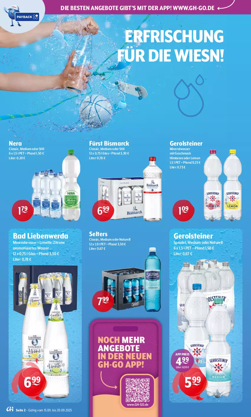 Aktueller Prospekt Getraenke Hoffmann - Prospekte - von 15.09 bis 20.09.2025 - strona 2 - produkty: Alwa, angebot, angebote, Bad, Bad Liebenwerda, beere, bismarck, eis, gerolsteine, gerolsteiner, himbeer, himbeere, limette, mac, Mett, mineralwasser, natur, reis, rel, Selters, Sprudel, steiner, Ti, wasser, zitrone