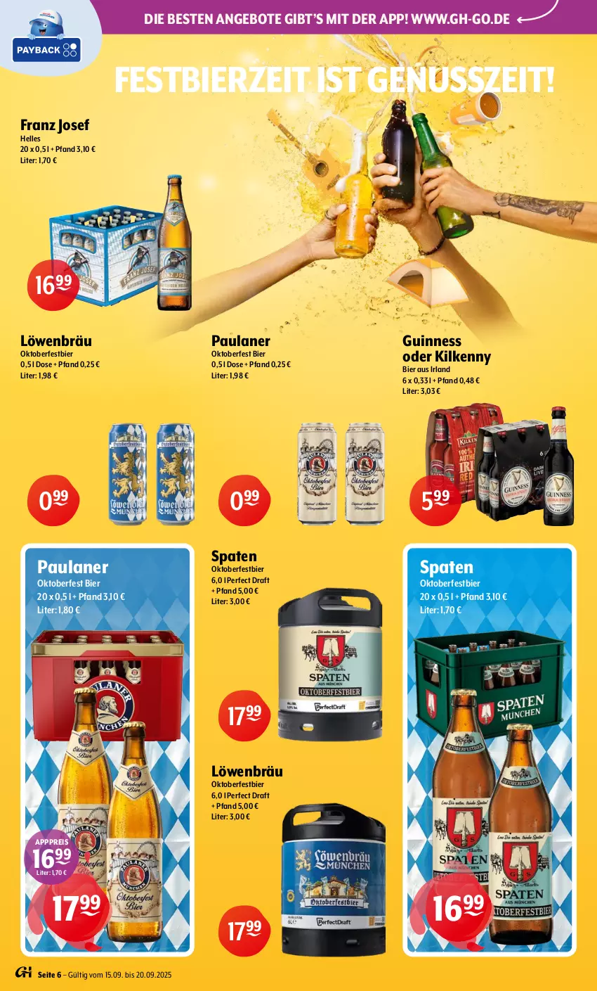 Aktueller Prospekt Getraenke Hoffmann - Prospekte - von 15.09 bis 20.09.2025 - strona 6 - produkty: angebot, angebote, bier, eis, elle, Guinness, Kilkenny, nuss, Paula, paulaner, reis, Spaten, Ti
