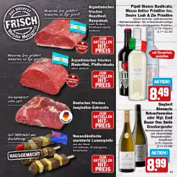 Gazetka promocyjna Hit - Wochenprospekt - Gazetka - ważna od 30.08 do 30.08.2025 - strona 13 - produkty: auer, Bau, Bauer, beef, burgunder, champignon, champignons, eis, eiswürfel, elle, entrecôte, filet, flasche, fleisch, frucht, gewürz, grauburgunder, grill, Grillkäse, jungbullen, Käse, lamm, Lammspieße, merl, milch, natur, pfeffer, primitivo, rebsortenweine, reis, rind, rinder, rinderfilet, rindfleisch, roastbeef, rum, rumpsteak, rwe, saft, steak, steaks, Ti, tisch, wein, weine, würfel