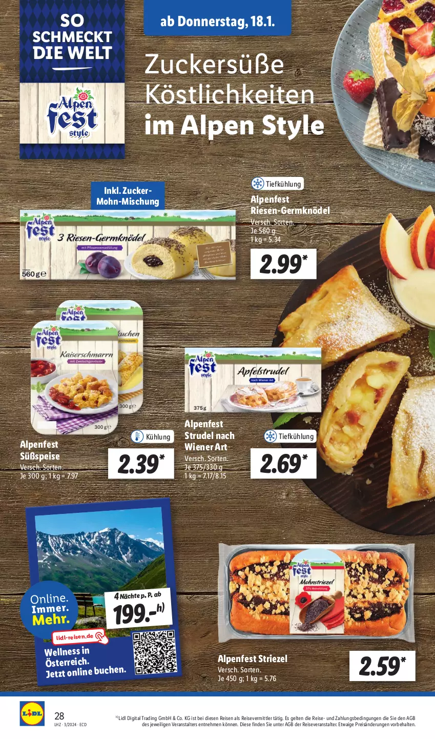 Aktueller Prospekt Lidl - Aktionsprospekt - von 15.01 bis 20.01.2024 - strona 32 - produkty: buch, eis, Germ, Knödel, reis, reiseveranstalter, Strudel, Ti, wiener, zucker