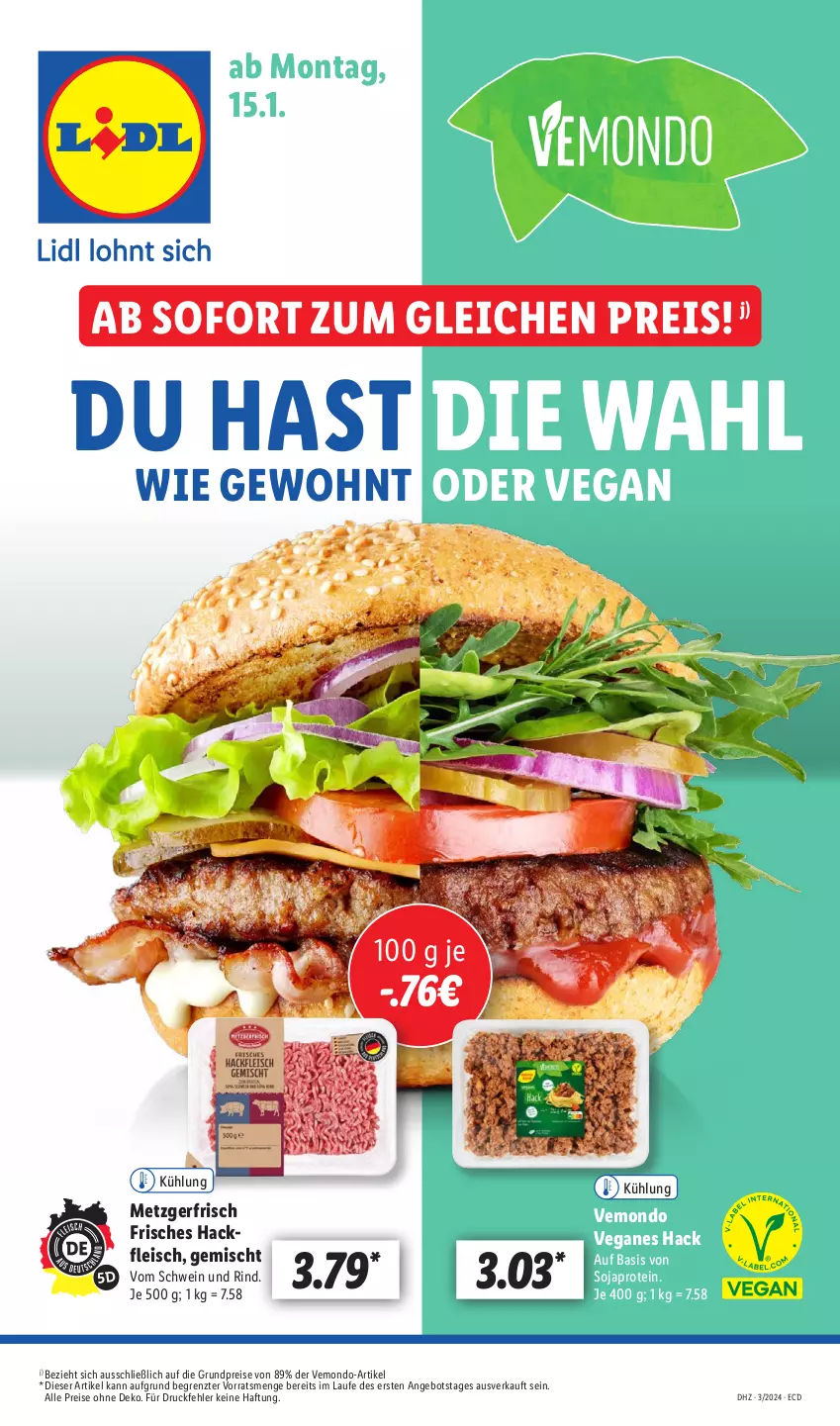 Aktueller Prospekt Lidl - Aktionsprospekt - von 15.01 bis 20.01.2024 - strona 55 - produkty: angebot, eis, fleisch, hackfleisch, reis, rind, schwein, schwein und rind, soja, Ti, vom schwein und rind, wein, ZTE