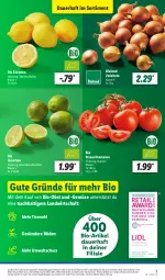 Gazetka promocyjna Lidl - Aktionsprospekt - Gazetka - ważna od 20.01 do 20.01.2024 - strona 3 - produkty: angebot, auer, bio, Bio-Obst, bioland, discount, eis, limette, limetten, Mett, metten, obst, Rauch, reis, strauchtomaten, Ti, tomate, tomaten, zitrone, zitronen, ZTE, zwiebel, zwiebeln